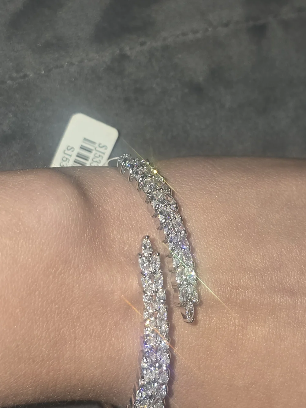 22kwgp Dubai Silver Clear Crystal Wrap Bracelet